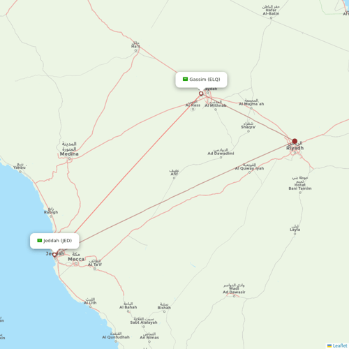 Saudia flights between Jeddah and Gassim