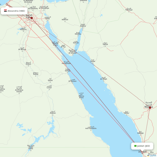 Air Cairo flights between Jeddah and Alexandria