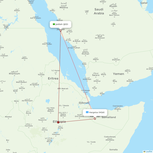 Daallo Airlines flights between Jeddah and Hargeisa