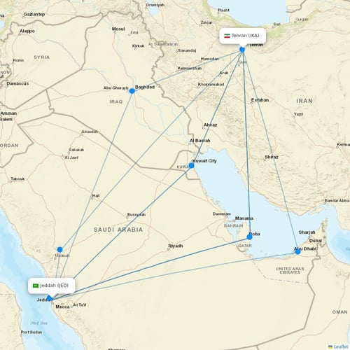 Iran Air flights between Jeddah and Tehran