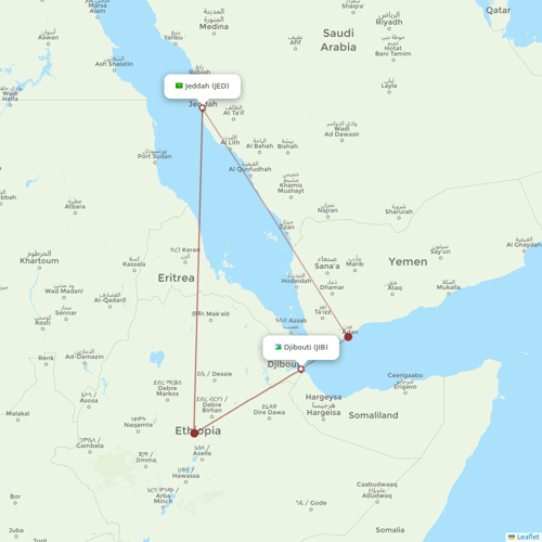 Daallo Airlines flights between Jeddah and Djibouti