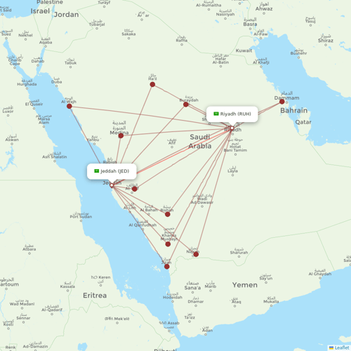 Saudia flights between Jeddah and Riyadh