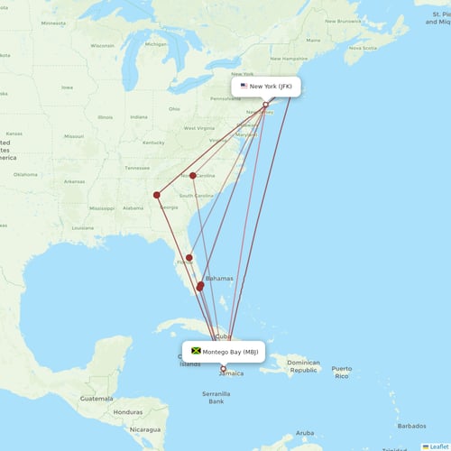 JetBlue Airways flights between New York and Montego Bay