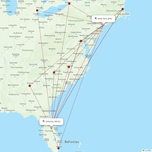 JetBlue Airways flights between New York and Orlando