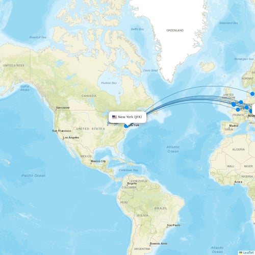 HiSky Europe flights between New York and Bucharest
