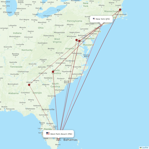 JetBlue Airways flights between New York and West Palm Beach