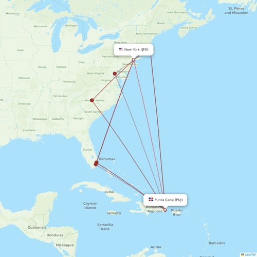 JetBlue Airways flights between New York and Punta Cana