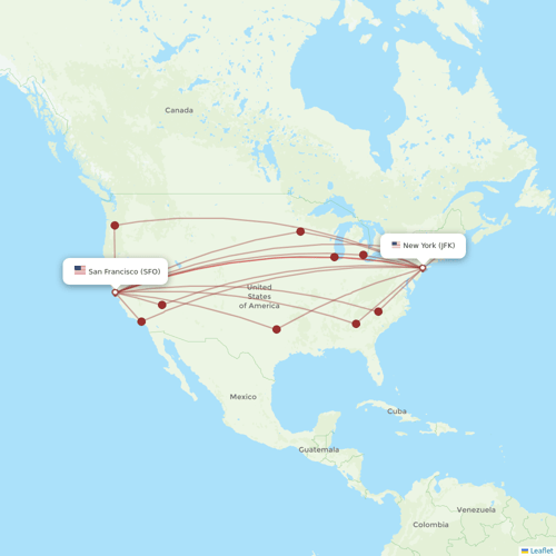 Alaska Airlines flights between New York and San Francisco