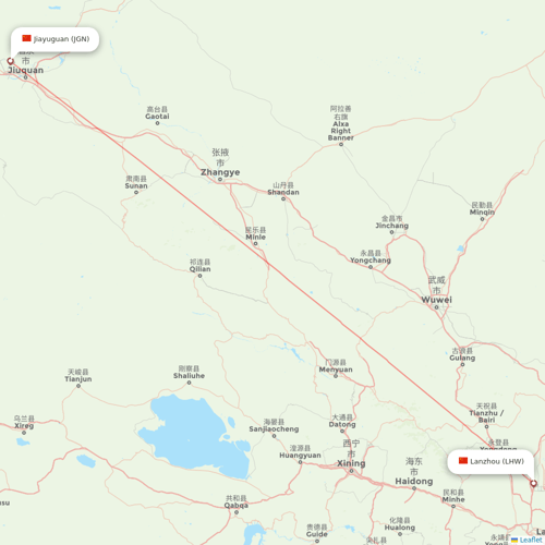 Ruili Airlines flights between Jiayuguan and Lanzhou