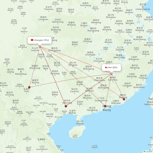 Chengdu Airlines flights between Ji'An and Chengdu