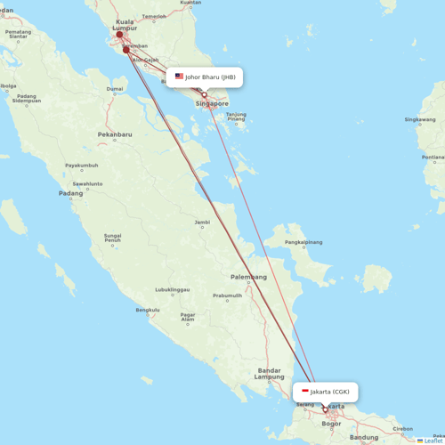 TransNusa flights between Johor Bharu and Jakarta