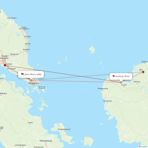 AirAsia flights between Johor Bharu and Kuching
