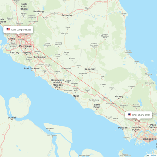 Firefly flights between Johor Bharu and Kuala Lumpur