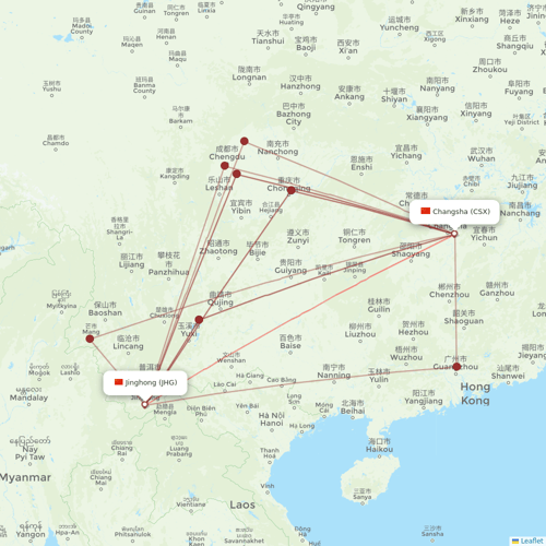 Kunming Airlines flights between Jinghong and Changsha