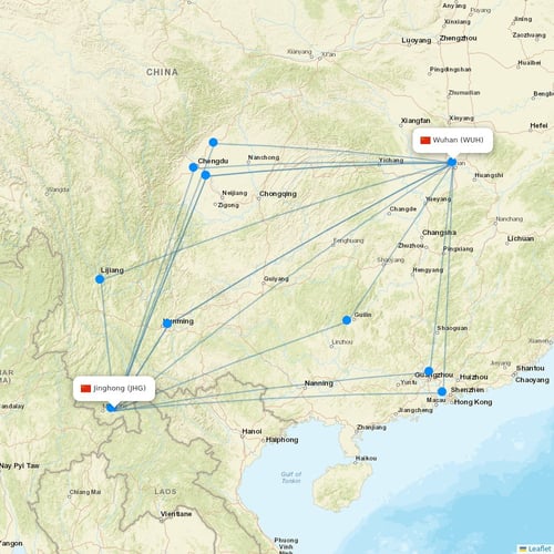 Kunming Airlines flights between Jinghong and Wuhan