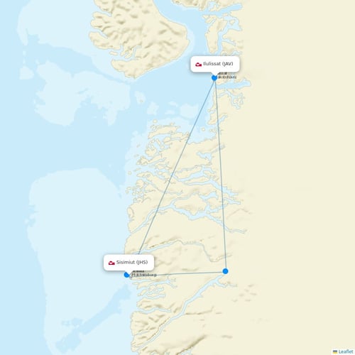 Air Greenland flights between Sisimiut and Ilulissat
