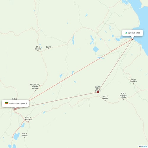 AirAsia Japan flights between Djibouti and Addis Ababa