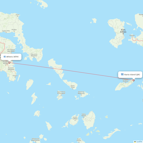 Olympic Air flights between Ikaria Island and Athens