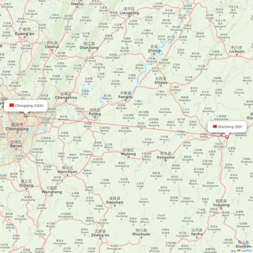 Gestair flights between Qianjiang and Chongqing