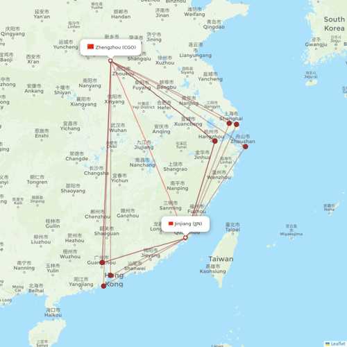 Urumqi Airlines flights between Jinjiang and Zhengzhou