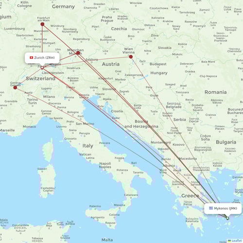 Edelweiss Air flights between Mykonos and Zurich