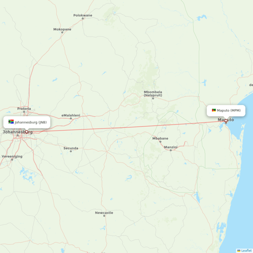 LAM flights between Johannesburg and Maputo