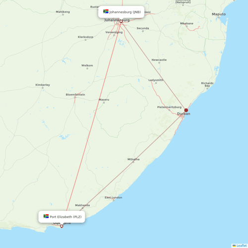 Safair flights between Johannesburg and Port Elizabeth