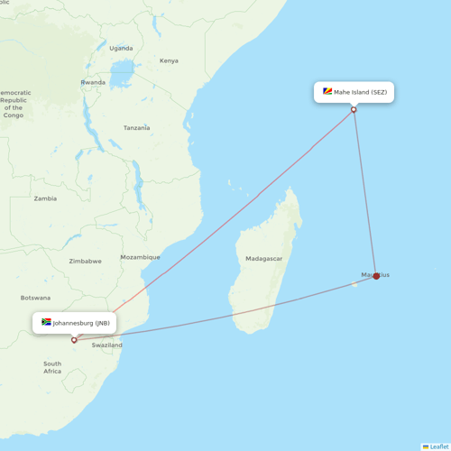 Air Seychelles flights between Johannesburg and Mahe Island
