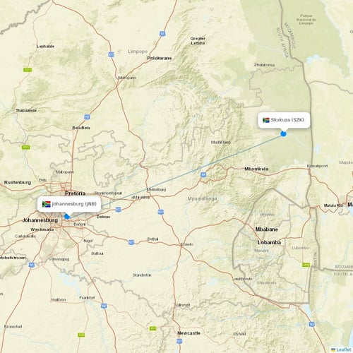 Airlink (South Africa) flights between Johannesburg and Skukuza