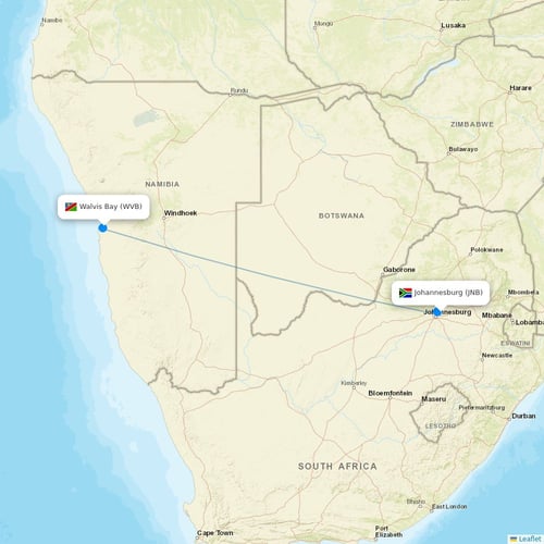 Airlink (South Africa) flights between Johannesburg and Walvis Bay