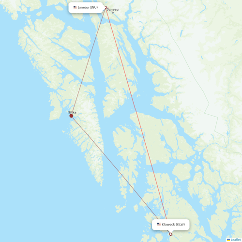 Air Excursions flights between Juneau and Klawock