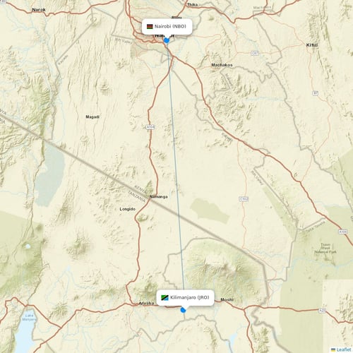 Kenya Airways flights between Kilimanjaro and Nairobi