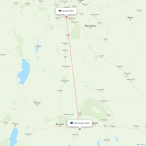 Safarilink flights between Kilimanjaro and Nairobi