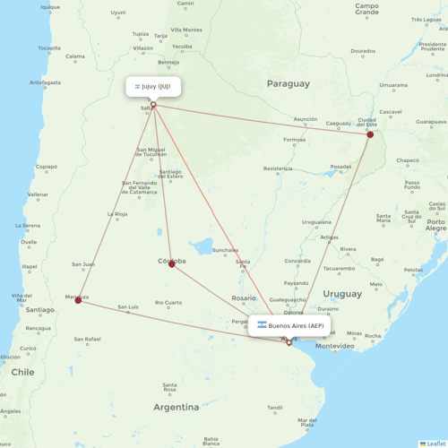 Aerolineas Argentinas flights between Jujuy and Buenos Aires