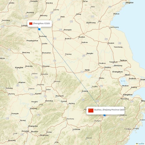 Gestair flights between Quzhou, Zhejiang Province and Zhengzhou