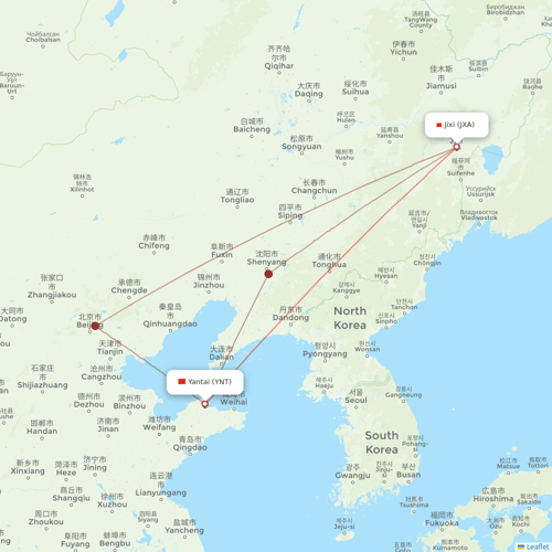 Loong Air flights between Jixi and Yantai