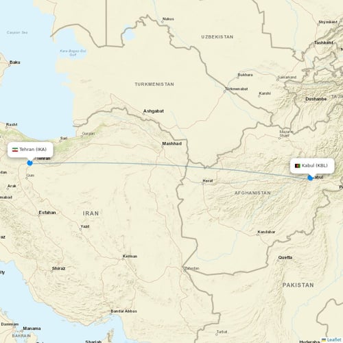 Ariana Afghan Airlines flights between Kabul and Tehran