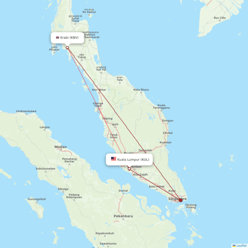AirAsia flights between Krabi and Kuala Lumpur
