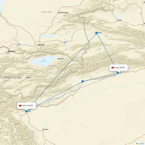 Gestair flights between Kuqa and Kashi
