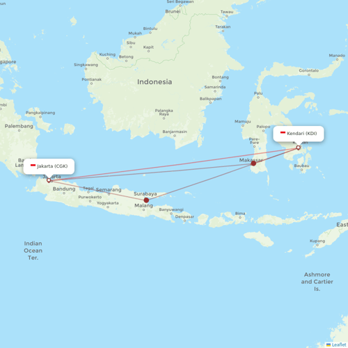 Batik Air flights between Kendari and Jakarta
