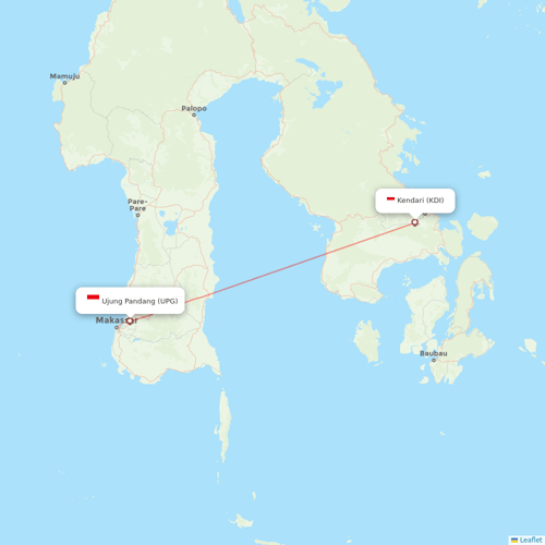 Garuda Indonesia flights between Kendari and Ujung Pandang