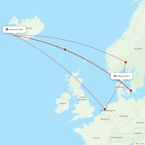Star Air flights between Reykjavik and Aalborg