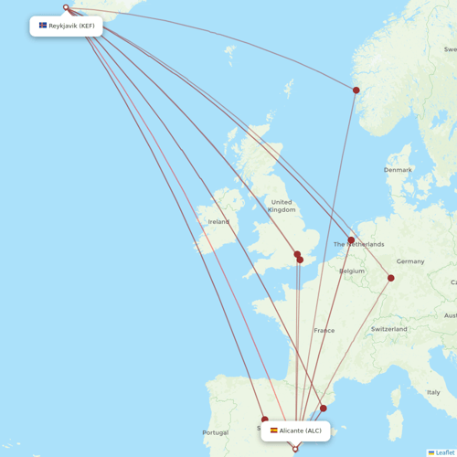 Star Air flights between Reykjavik and Alicante