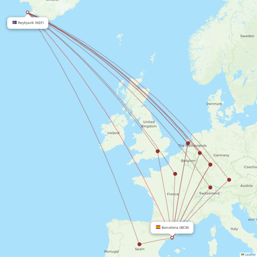 Star Air flights between Reykjavik and Barcelona