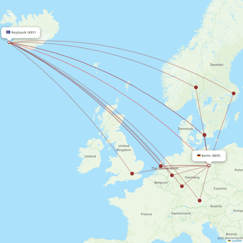 Icelandair flights between Reykjavik and Berlin