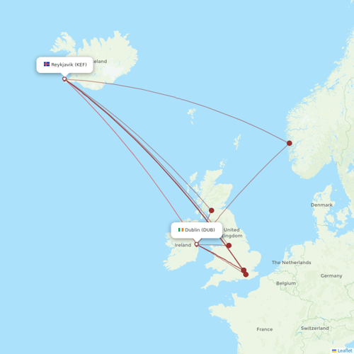 Icelandair flights between Reykjavik and Dublin