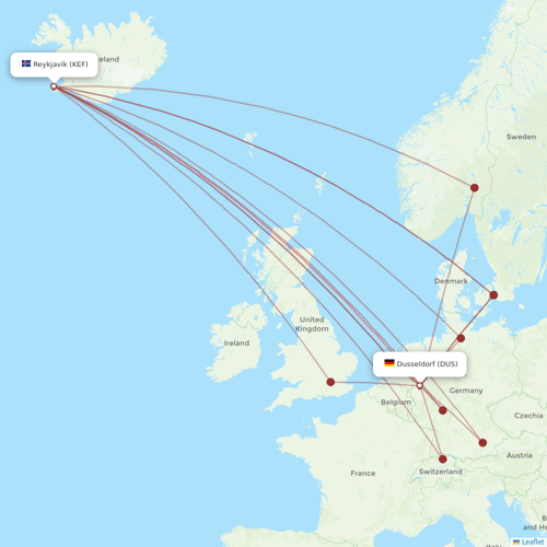 Star Air flights between Reykjavik and Dusseldorf