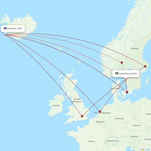 Star Air flights between Reykjavik and Gothenburg