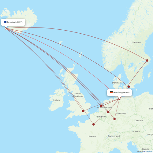 Star Air flights between Reykjavik and Hamburg