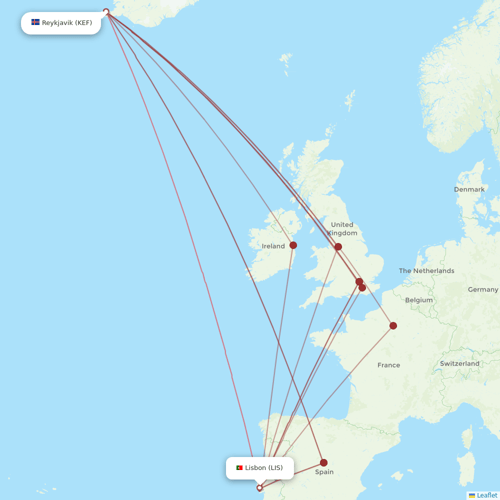 Star Air flights between Reykjavik and Lisbon